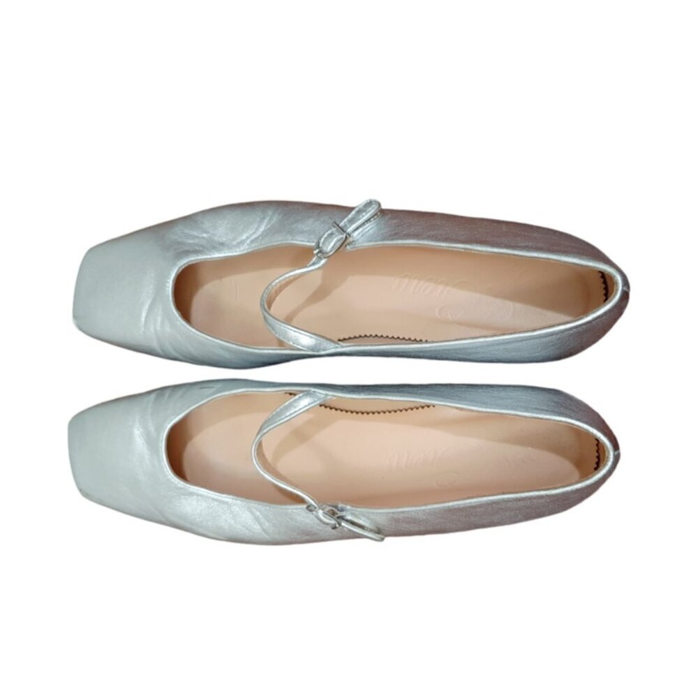 Jcrew Anya Mary Jane flats in Silver Size 10 - Picture 5 of 11